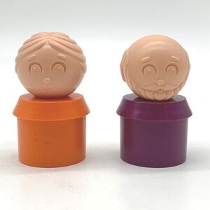 Tupperware TupperToys Figures Grandma Grandpa Purple Orange Vintage Plastic Toys